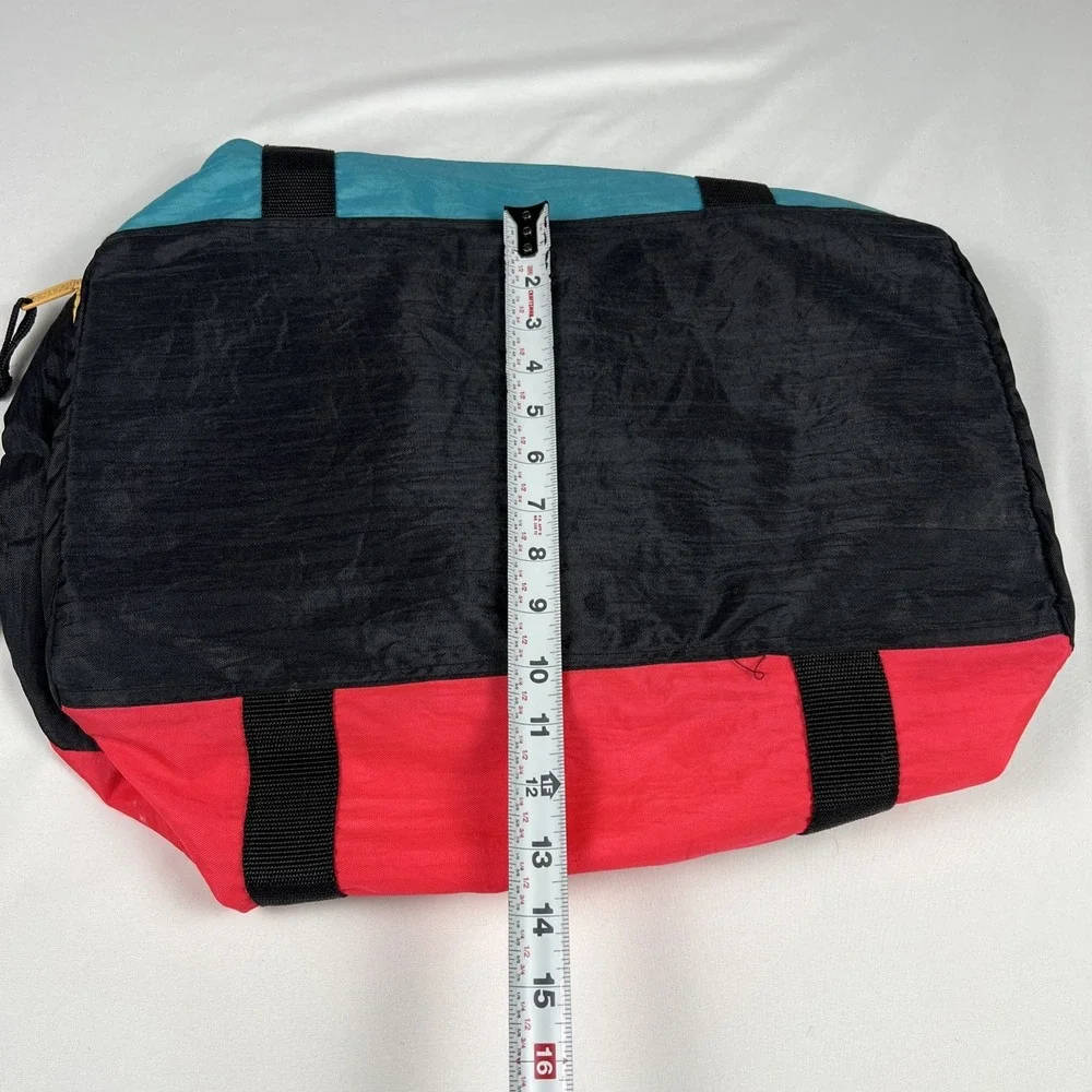 Vintage Bugle Boy Duffel Bag 90s Colorblock Teal Red Black Nylon Gym Travel Bag